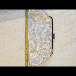 White satin and Pearl bride purse perfect for wedding day clutch style
